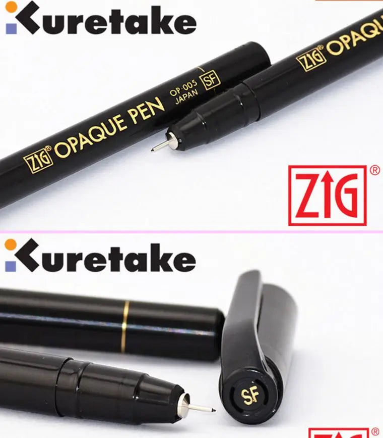 ZIG Markers Kuretake Brush Pen Film Opaque Pen Red & Black Graphic Japan Waterproof - Sun Studio