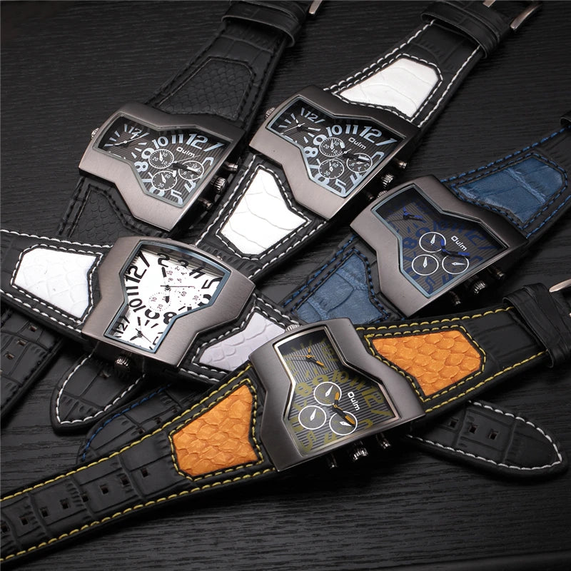 Oulm Top Luxury Brand Men Quartz Watches Double Time Show Snake Band Casual Male Sports Watches Clock Hours relogio masculino - Sun Studio