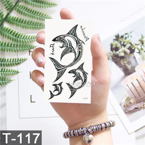 3D Temporary Tattoo Animal Blue Tiger Snake Moth For Boy Girl Children Tattoo Sticker Kids Watercolor Tatto Arm Art - Sun Studio