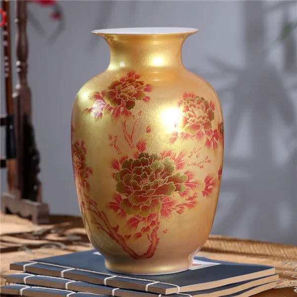 New Chinese Style Vase Jingdezhen Classical Porcelain Crystal Glaze Flower Vase Home Decor Handmade Shining Famille Rose Vases - Sun Studio
