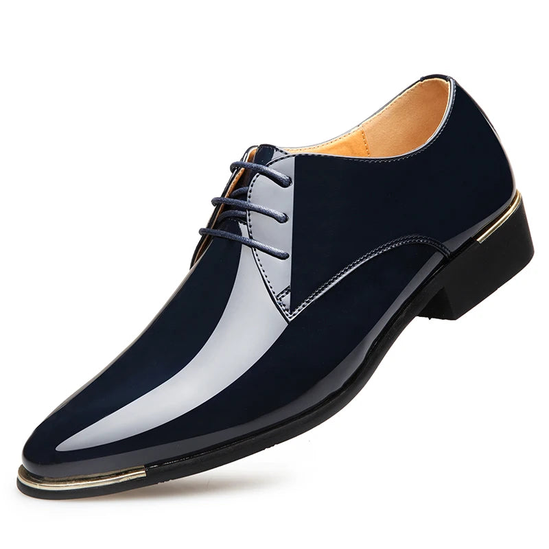 Patent Leather Men Dress Shoes 2021 New Brand Men's Business Shoes Italian Style Fashion Men Wedding Shoes Male Footwear 38-47 - Sun Studio