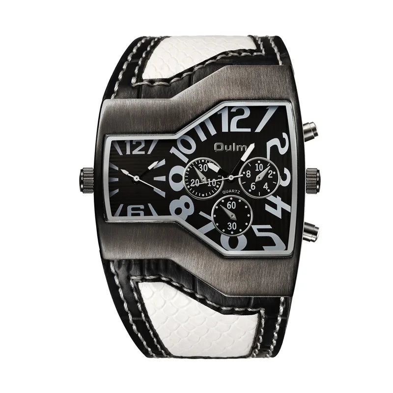 Oulm Top Luxury Brand Men Quartz Watches Double Time Show Snake Band Casual Male Sports Watches Clock Hours relogio masculino - Sun Studio