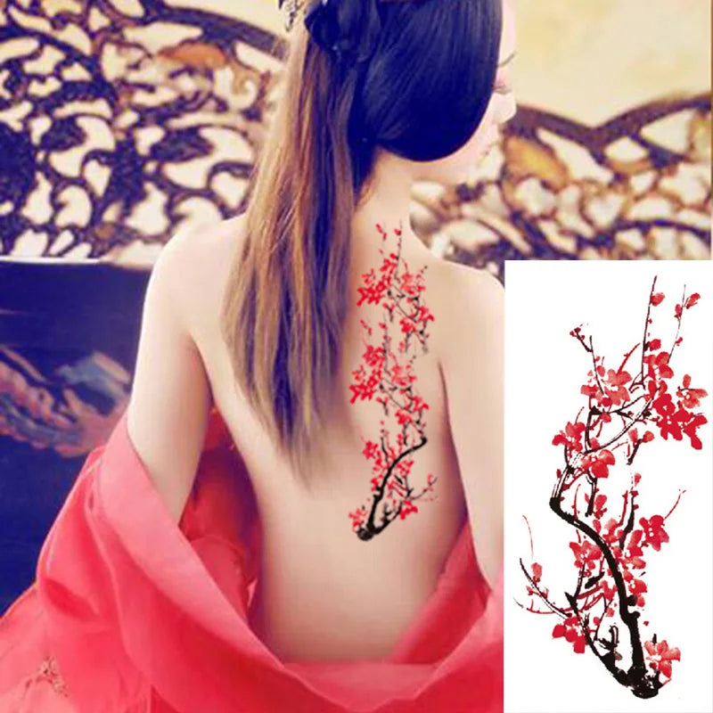 1piece Body art  flash henna tattoo fake temporary tattoos stickers rose peony flowers arm shoulder tattoo waterproof women - Sun Studio