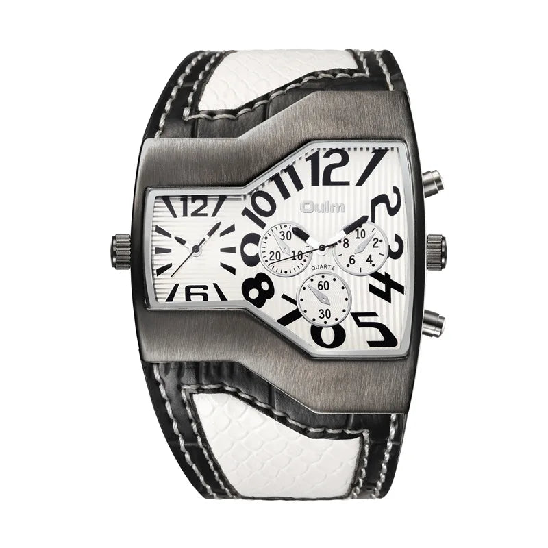 Oulm Top Luxury Brand Men Quartz Watches Double Time Show Snake Band Casual Male Sports Watches Clock Hours relogio masculino - Sun Studio