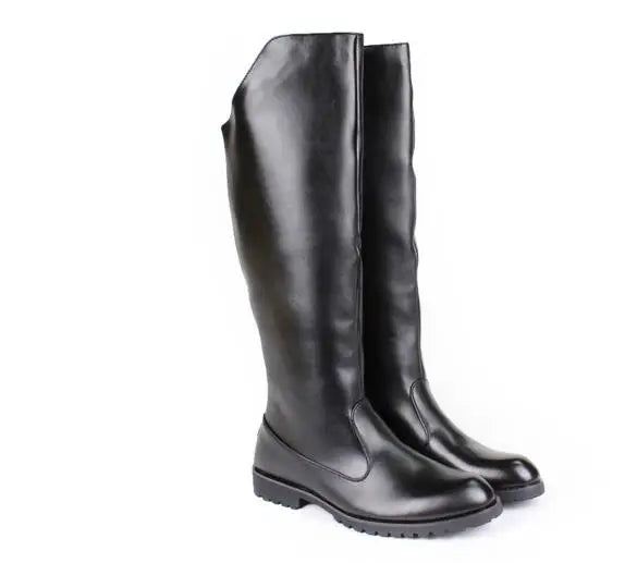 Men British Honour Guard Motorcycle Riding Equestrian Mens Boots Knee High Casual Zipper Cowboy Leather stage boots size 37 46 - Sun Studio