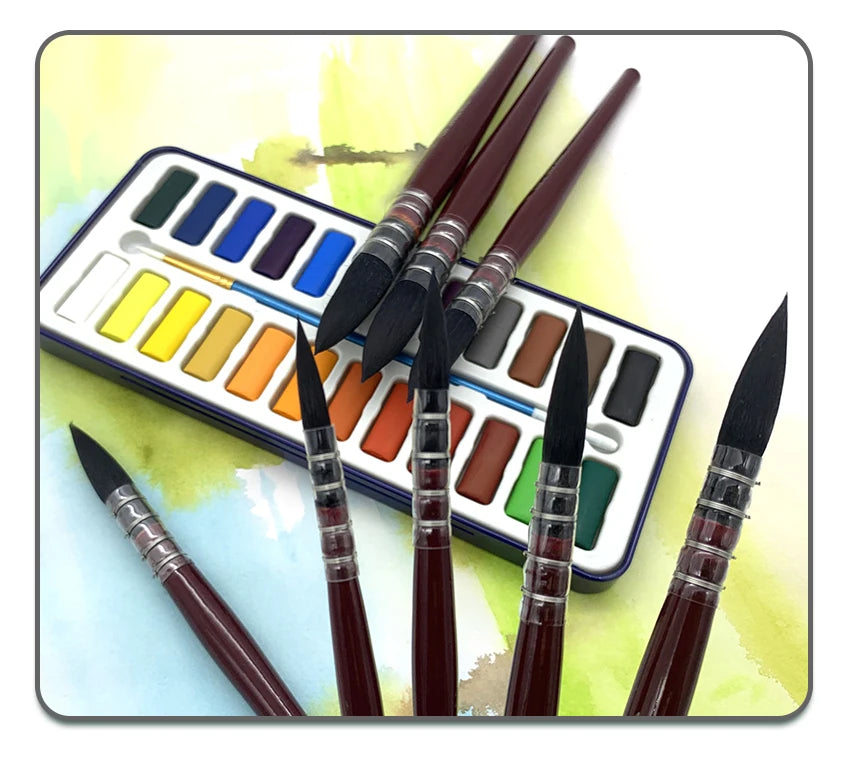 1Pcs Artist Hand-Painting Drawing Brushes Professional Watercolor Brush Pen for Water Color Painting Drawing School Art Supplies - Sun Studio