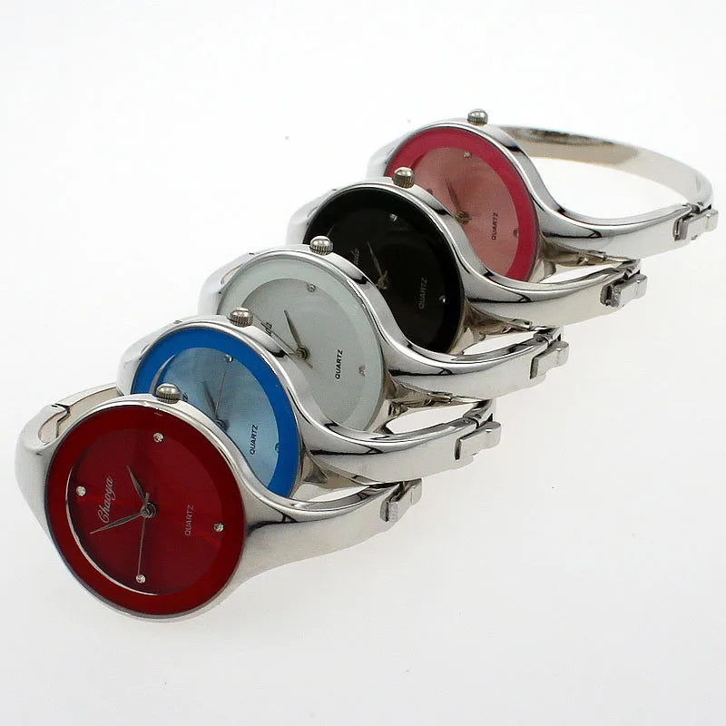 Women Cuff Watch Fashion Casual Round Lady Women Bracelet Girls Watches Gold Watch Stainless Steel Quartz Wrist Watch D1 - Sun Studio