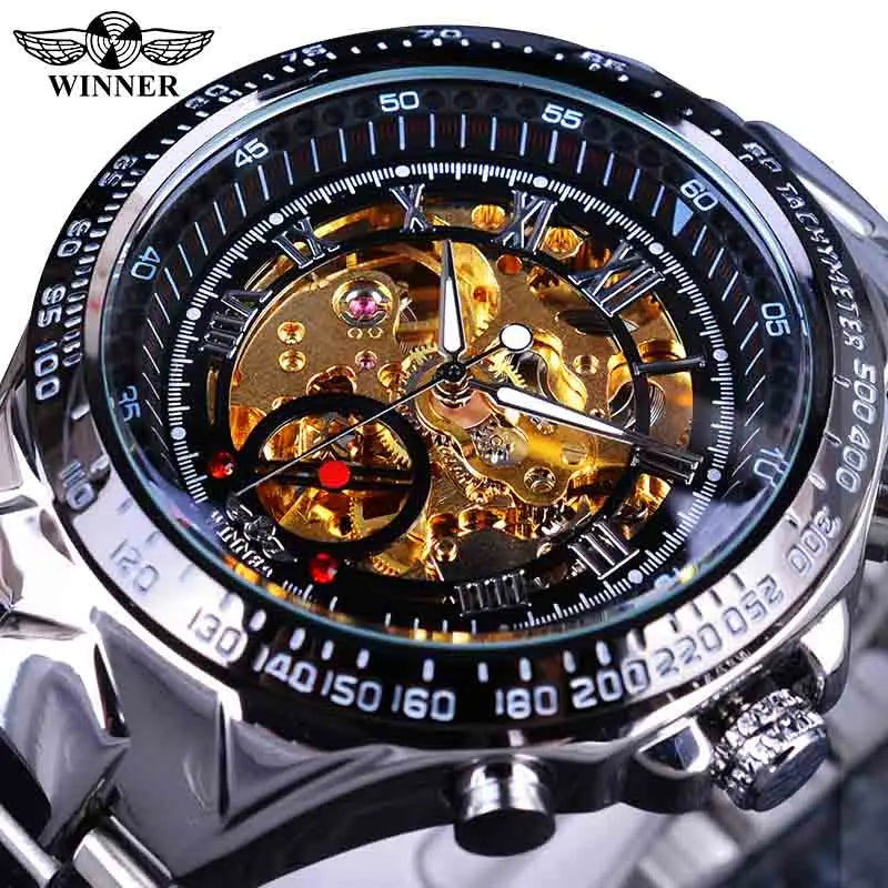 Winner Mechanical Sport Design Bezel Fashion Watch Mens Watches Top Brand Luxury Montre Homme Clock Men Automatic Skeleton Watch - Sun Studio