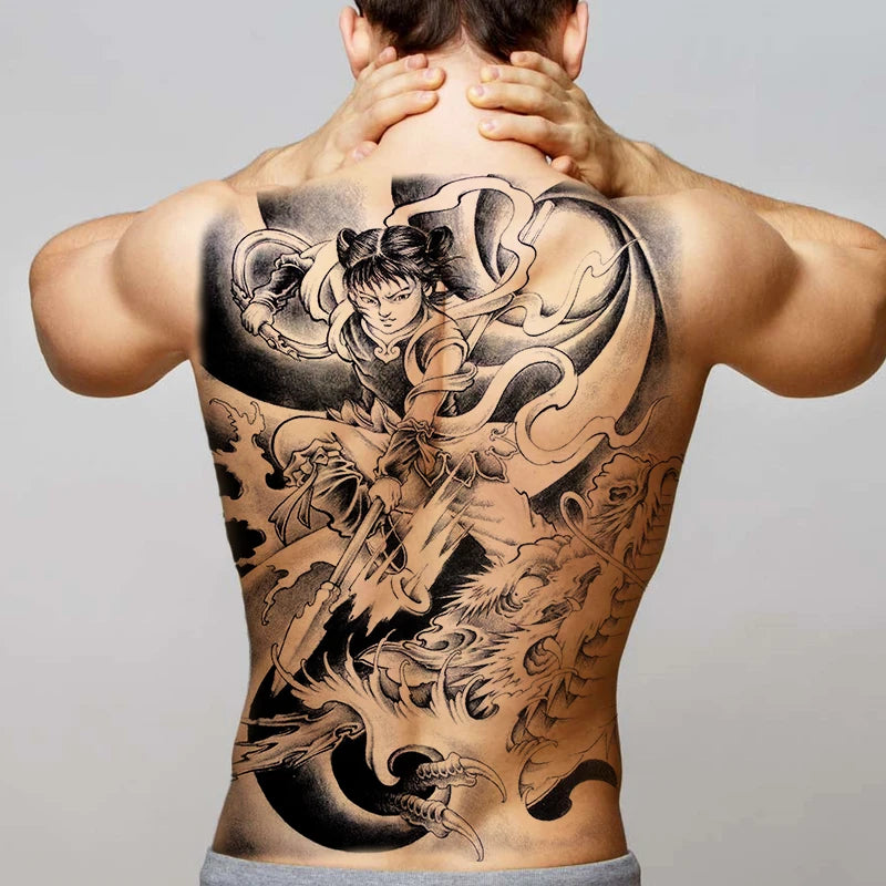 temporary tattoo stickers new designs skull Witch evil black waterproof temporary flash tattoos full back chest for men women - Sun Studio