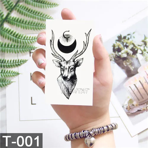3D Temporary Tattoo Animal Blue Tiger Snake Moth For Boy Girl Children Tattoo Sticker Kids Watercolor Tatto Arm Art - Sun Studio