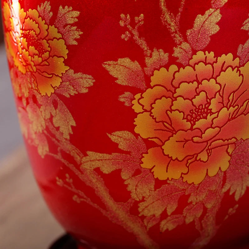 New Chinese Style Vase Jingdezhen Classical Porcelain Crystal Glaze Flower Vase Home Decor Handmade Shining Famille Rose Vases - Sun Studio