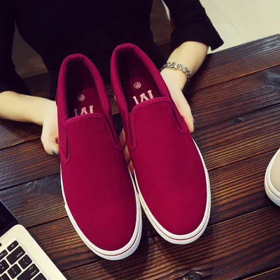 Shenxuanny New  Korean canvas shoes men's slip-on shoes white summer breathable casual shoes trend student sports shoes - Sun Studio