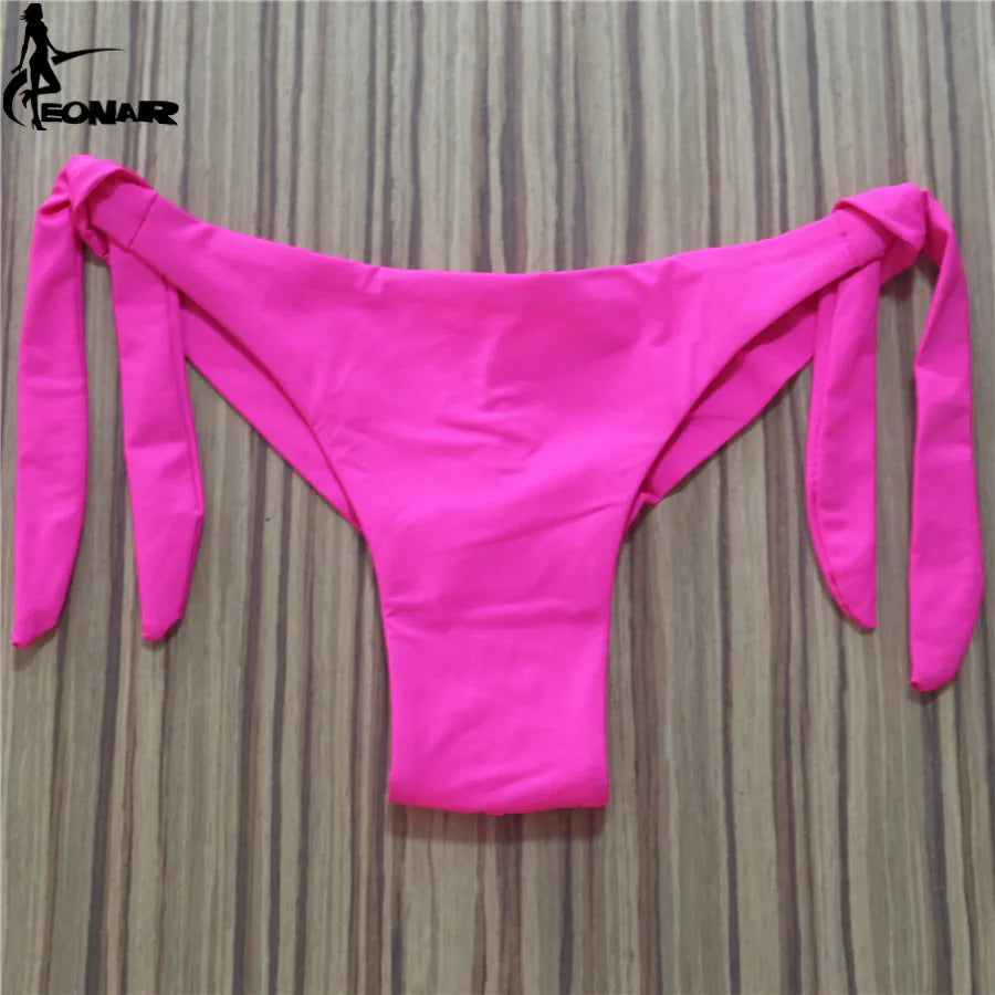 Sexy Solid Thong Bikini Brazilian Cut Swimwear Women Bottom Adjustable Briefs Swimsuit Panties Underwear Thong Bathing Suit - Sun Studio