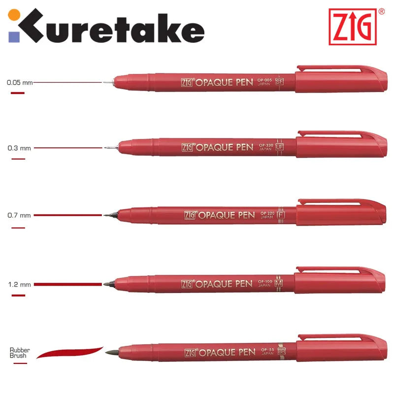ZIG Markers Kuretake Brush Pen Film Opaque Pen Red & Black Graphic Japan Waterproof - Sun Studio