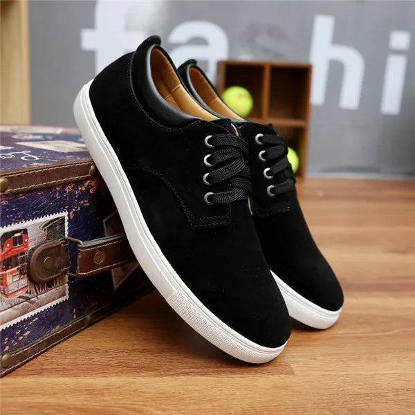 2023 New Fashion Suede Men Flats Shoes Canvas Shoes Male Leather Casual Breathable Shoes Lace-Up Flats For Students Large Size - Sun Studio