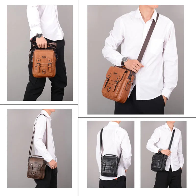 JEEP BULUO Multi-function Business Handbags Men New Man's Shoulder Bag Large Capacity Leather Messenger Bag Crossbody Big Brand - Sun Studio