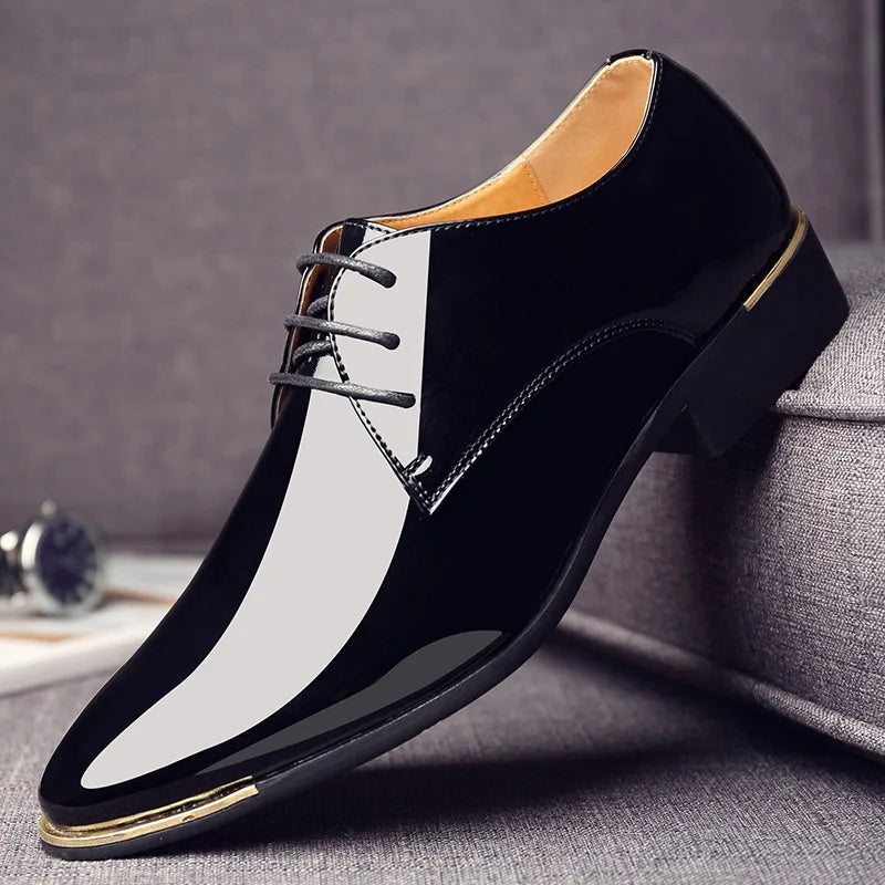 Patent Leather Men Dress Shoes 2021 New Brand Men's Business Shoes Italian Style Fashion Men Wedding Shoes Male Footwear 38-47 - Sun Studio