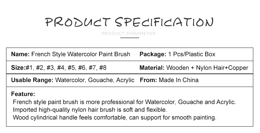 1Pcs Artist Hand-Painting Drawing Brushes Professional Watercolor Brush Pen for Water Color Painting Drawing School Art Supplies - Sun Studio