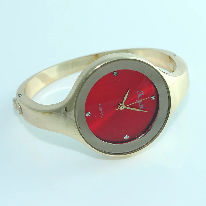 Women Cuff Watch Fashion Casual Round Lady Women Bracelet Girls Watches Gold Watch Stainless Steel Quartz Wrist Watch D1 - Sun Studio