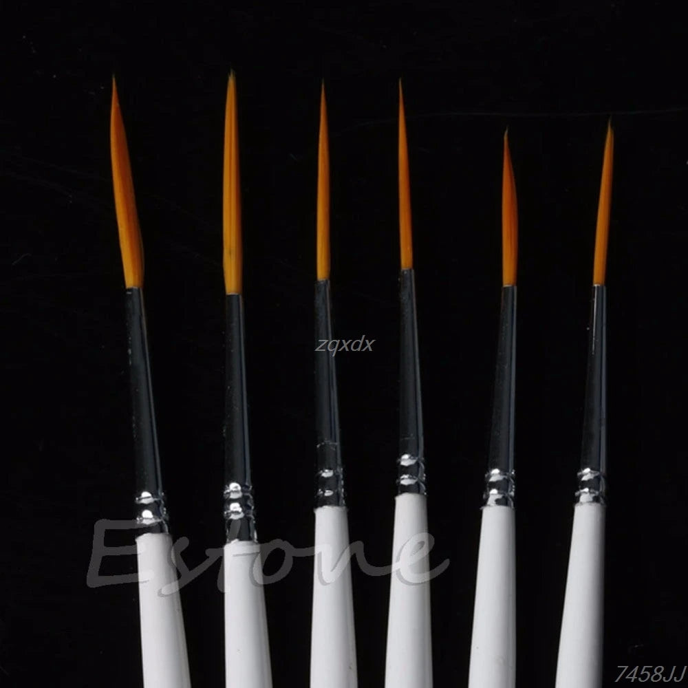 Hot 6Pcs/Set Nylon Hair Round Paint Brush Hook Line Pen Artist Draw Painting Craft Whosale&Dropship - Sun Studio