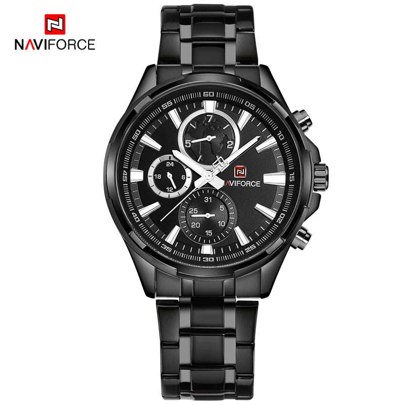 NAVIFORCE Classic Casual Business Male Watches Stainless Steel Waterproof Wristwatch Quartz Date Display Clock Relogio Masculino - Sun Studio