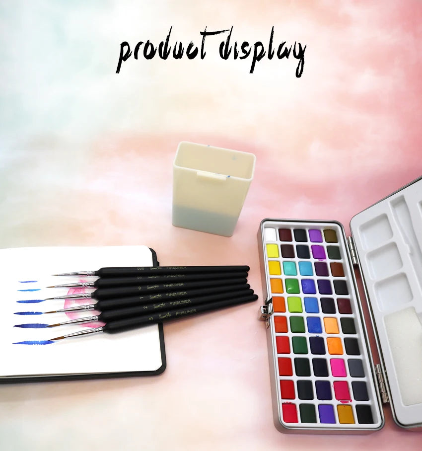 SeamiArt 50Color Solid Watercolor Paint Set Portable Metal Box Watercolor Pigment for Beginner Drawing Watercolor Paper Supplies - Sun Studio