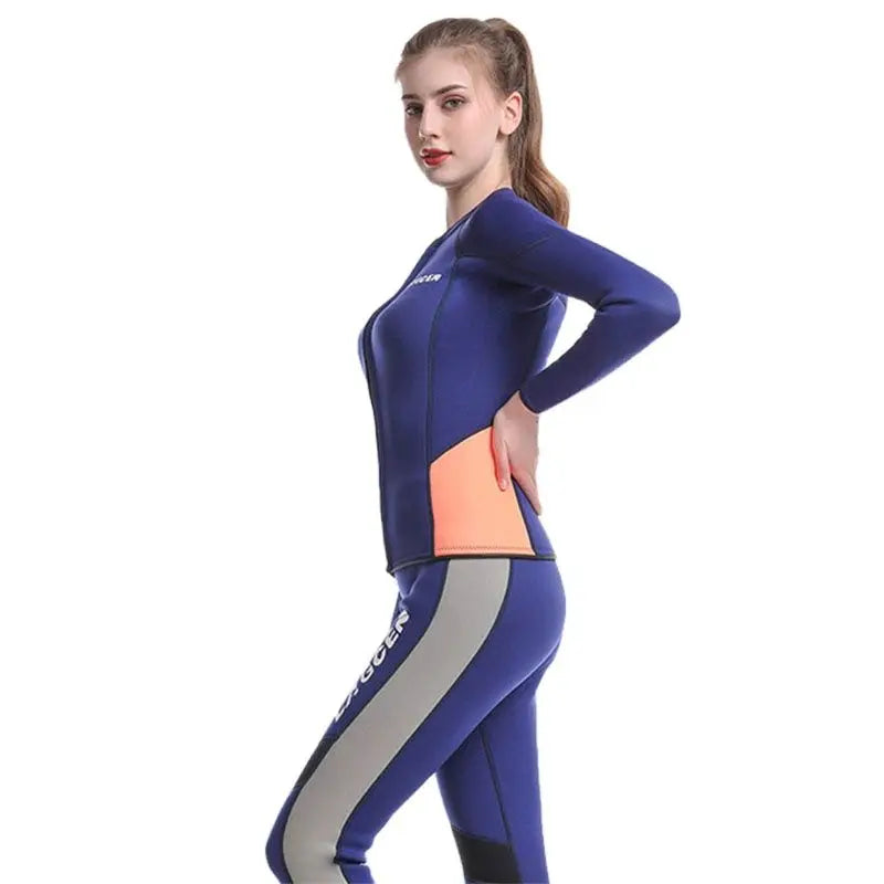 LAGCEN 2.5mm Neoprene Wetsuit Women Long Sleeve Scuba Diving suit Female Surfing Snorkeling 2 Pieces Set Winter Thermal Swimsuit - Sun Studio