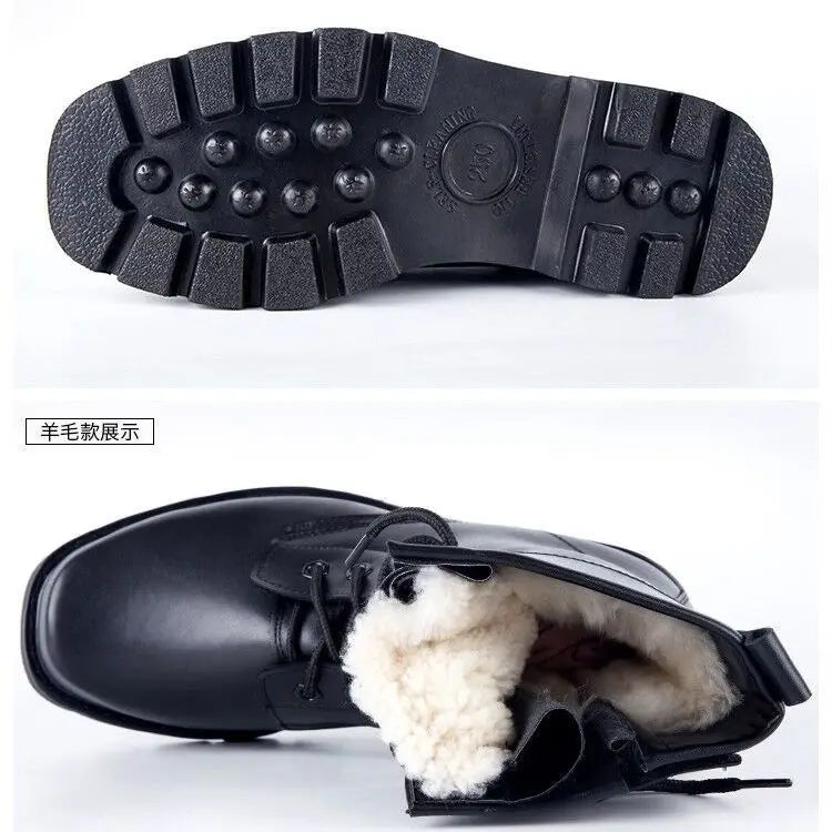 Steel Toe Men Boots Leather Safety Shoes for Men Spring Fashion Lace Up Black Ankle Platform Motorcycle Boots - Sun Studio