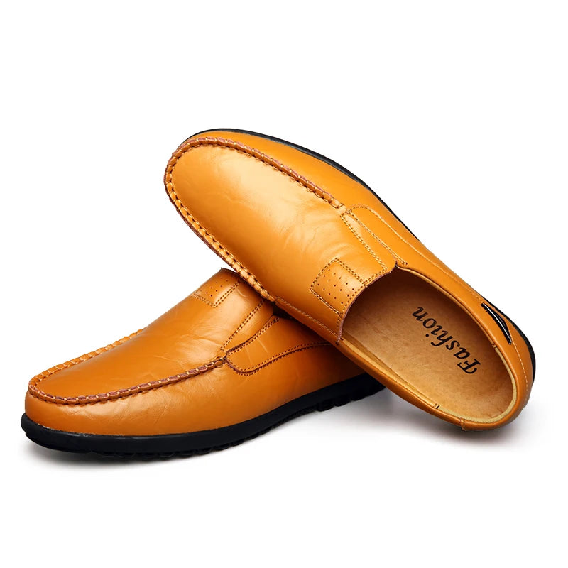 Genuine Leather Men Casual Shoes Luxury Brand 2025 Mens Loafers Moccasins Breathable Slip on Black Driving Shoes Plus Size 37-47 - Sun Studio