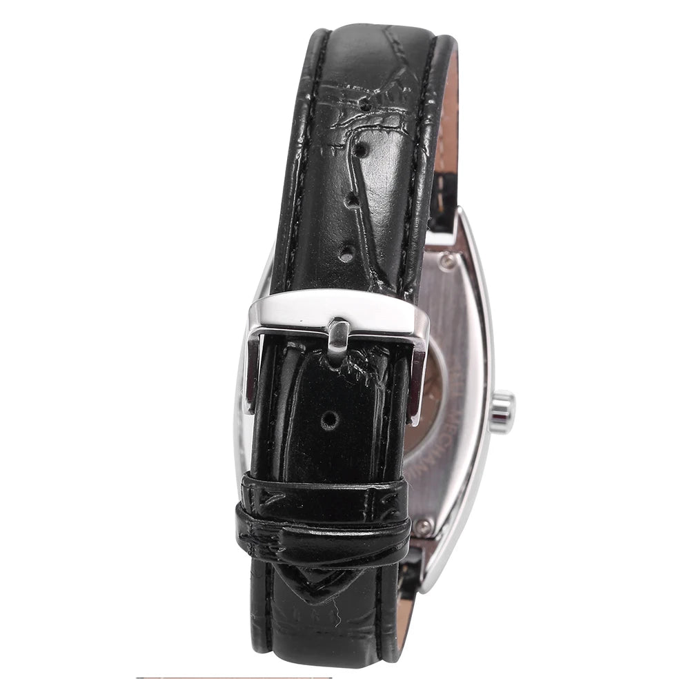 Classic Mens Watches Top Luxury Tonneau Case Automatic Wristwatches Vintage Leather Strap Auto Date Mechanical Retro Male Clock - Sun Studio