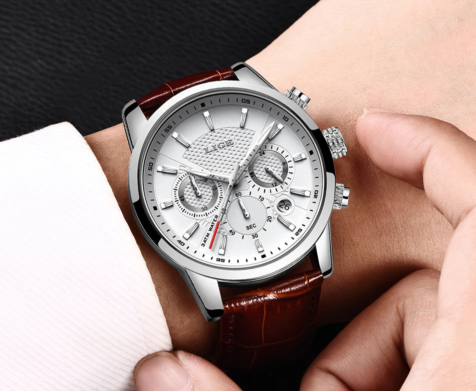 LIGE 2026 Watch Men Fashion Sports Quartz Clocks Mens Watches Top Brand Leather Military Waterproof Date Watch Relogio Masculino - Sun Studio