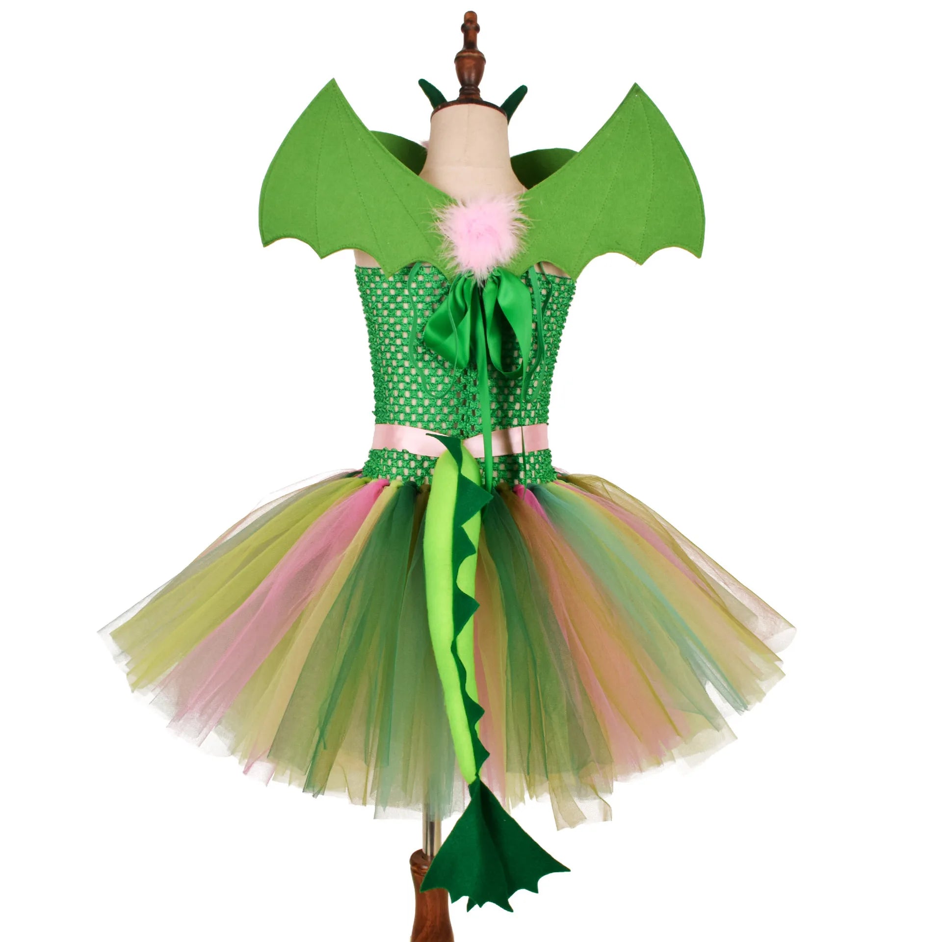 Green Kids Girls Dinosaur Cosplay Dresses Birthday Party Tutu Dresses for Baby Cartoon Princess Girls Costumes Set for Halloween - Sun Studio
