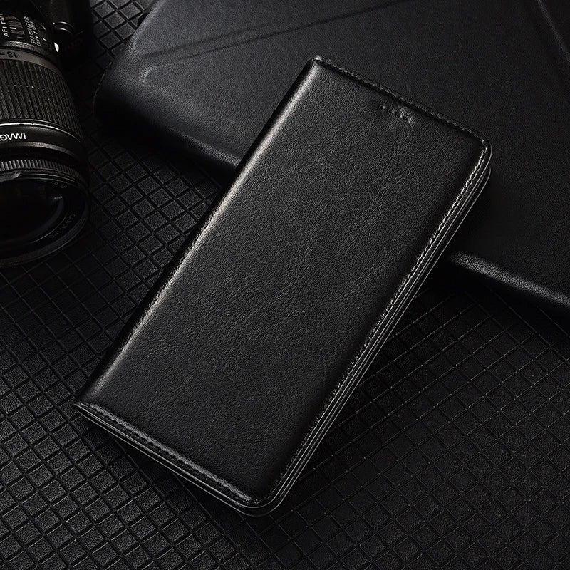 Magnetic Genuine Leather Skin Flip Wallet Book Phone Case Cover On For Infinix Hot Note 30 40 50 50i 60 Pro Plus 4G 5G Note60 - Sun Studio