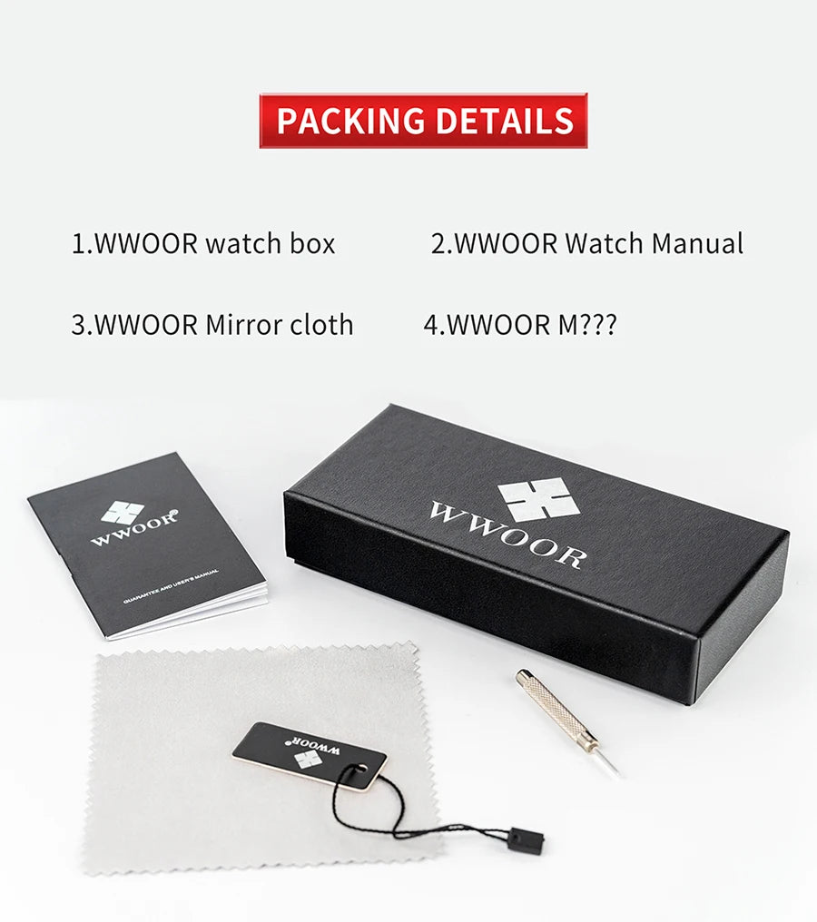WWOOR Mens Watches Ultra-thin Quartz Auto Date WristWatch Men Top Brand Luxury Stainless Steel Business Waterproof Reloj Hombre - Sun Studio