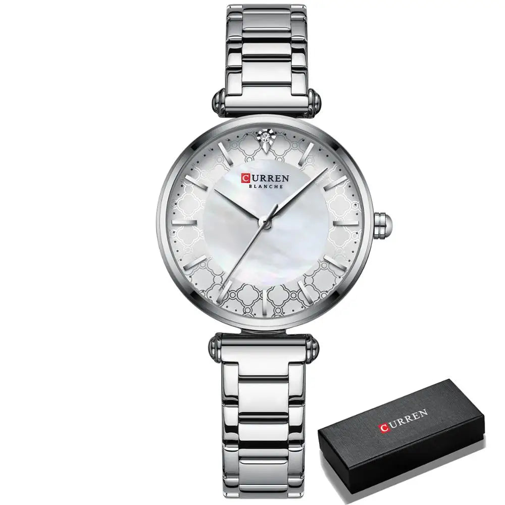 Watches Women CURREN Top Brand Fashion Thin Quartz Wristwatch with Charming Stainless Steel Bracelet часы женские наручные - Sun Studio