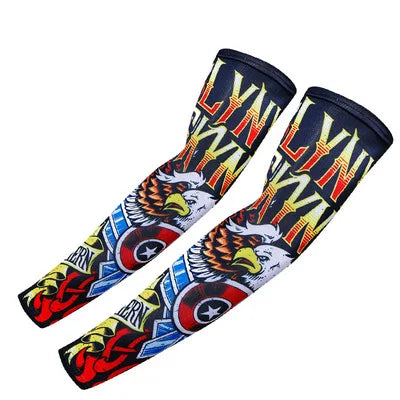 2PCS Cool Men Women Cycling Running Arm Warmer Sleeves UV Sun Protection Cuff Arm Cover Fishing Arm Sleeve Basketball Armguards - Sun Studio