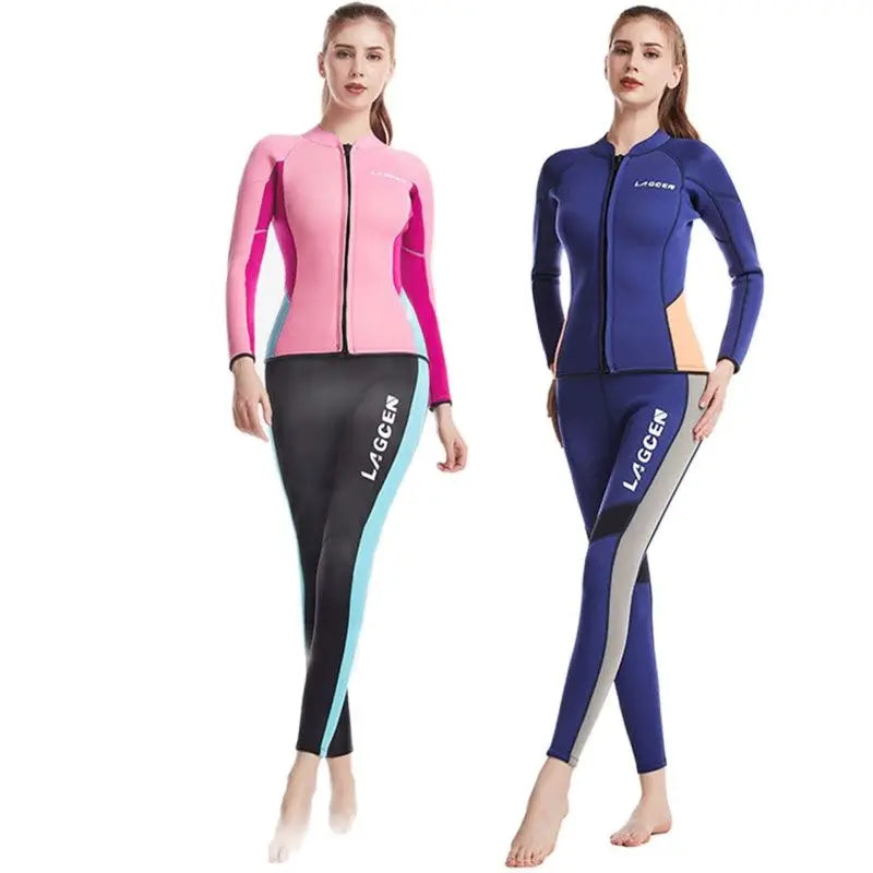 LAGCEN 2.5mm Neoprene Wetsuit Women Long Sleeve Scuba Diving suit Female Surfing Snorkeling 2 Pieces Set Winter Thermal Swimsuit - Sun Studio