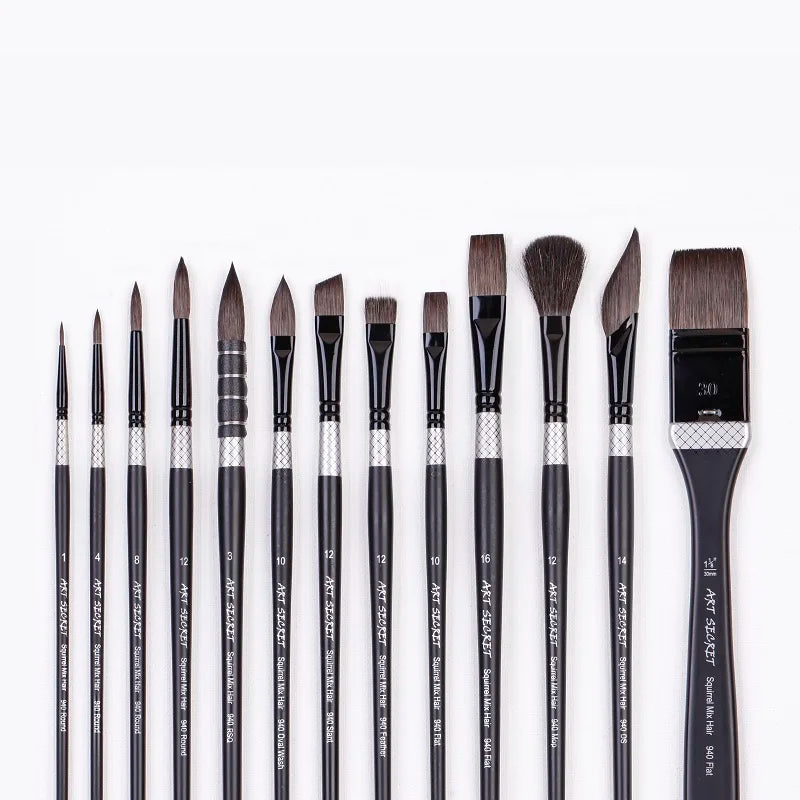 Artsecret New Arrival #940 Watercolor Painting Brush 13/Set Organic Blue Squirrel Horse Hair Fashion Wooden Handle Art Supplies - Sun Studio