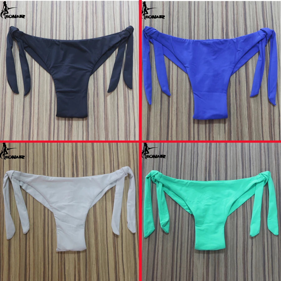 Sexy Solid Thong Bikini Brazilian Cut Swimwear Women Bottom Adjustable Briefs Swimsuit Panties Underwear Thong Bathing Suit - Sun Studio