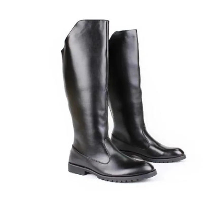 Men British Honour Guard Motorcycle Riding Equestrian Mens Boots Knee High Casual Zipper Cowboy Leather stage boots size 37 46 - Sun Studio
