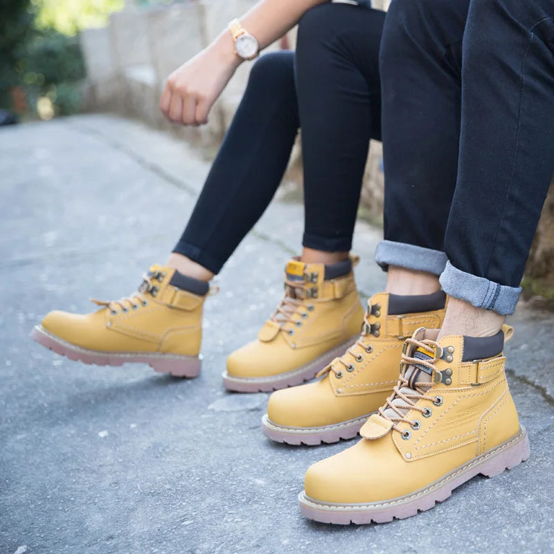 Genuine Leather Men's Winter Spring Ankle Treking Military Snow Yellow Tactical Boots Outdoor Footwear for Women Men Work Shoes