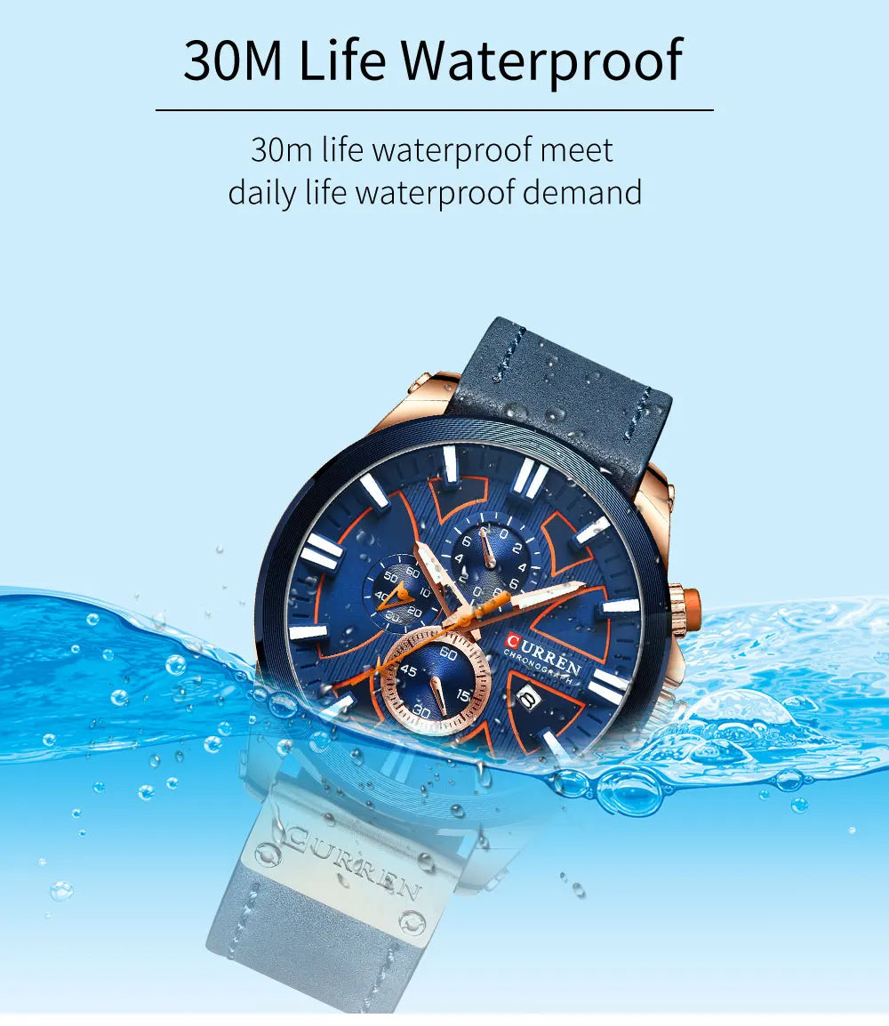 New CURREN Men Watches Fashion Quartz Wrist Watches Men's Military Waterproof Sports Watch Male Date Clock Relogio Masculino - Sun Studio