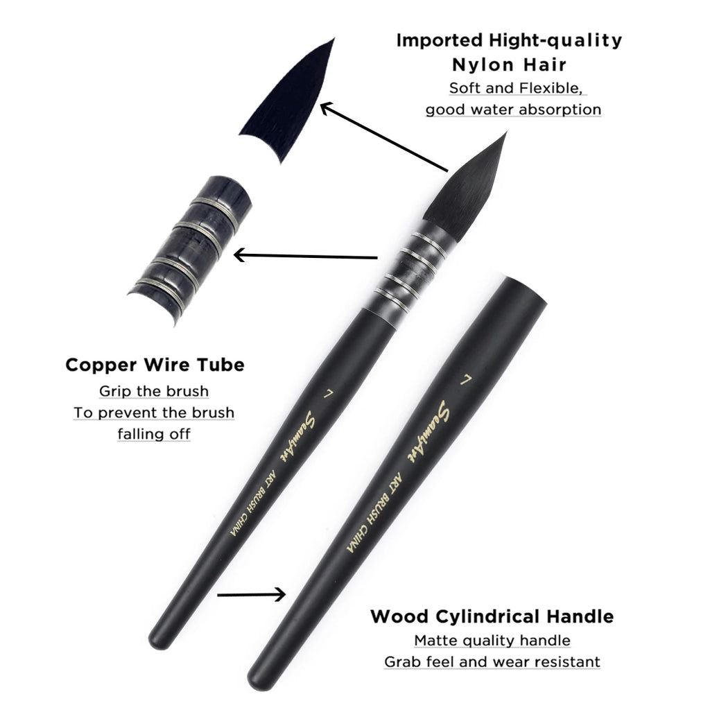 1Pcs Artist Hand-Painting Drawing Brushes Professional Watercolor Brush Pen for Water Color Painting Drawing School Art Supplies - Sun Studio