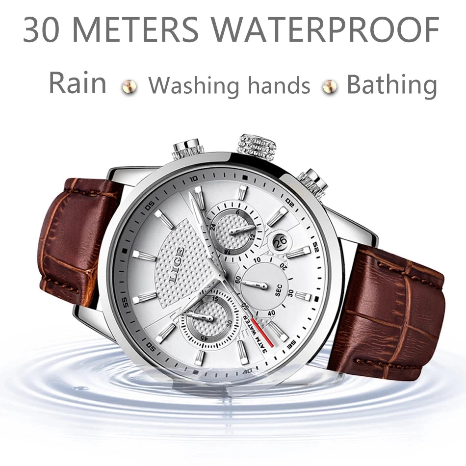 LIGE 2026 Watch Men Fashion Sports Quartz Clocks Mens Watches Top Brand Leather Military Waterproof Date Watch Relogio Masculino - Sun Studio