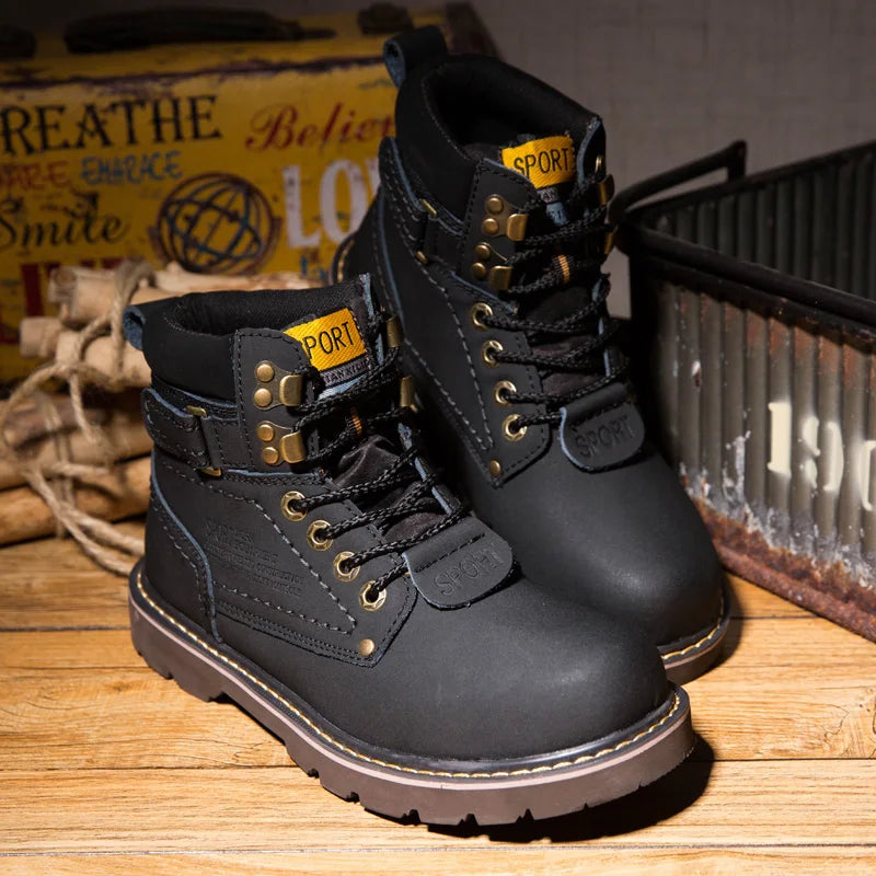 Genuine Leather Men's Winter Spring Ankle Treking Military Snow Yellow Tactical Boots Outdoor Footwear for Women Men Work Shoes