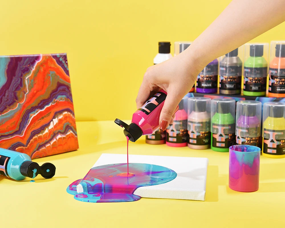 OPHIR Acrylic Pouring Paint Water-Based High Flow Arts Supply 36 Colors for Choose 100ML/Bottle TA001 - Sun Studio