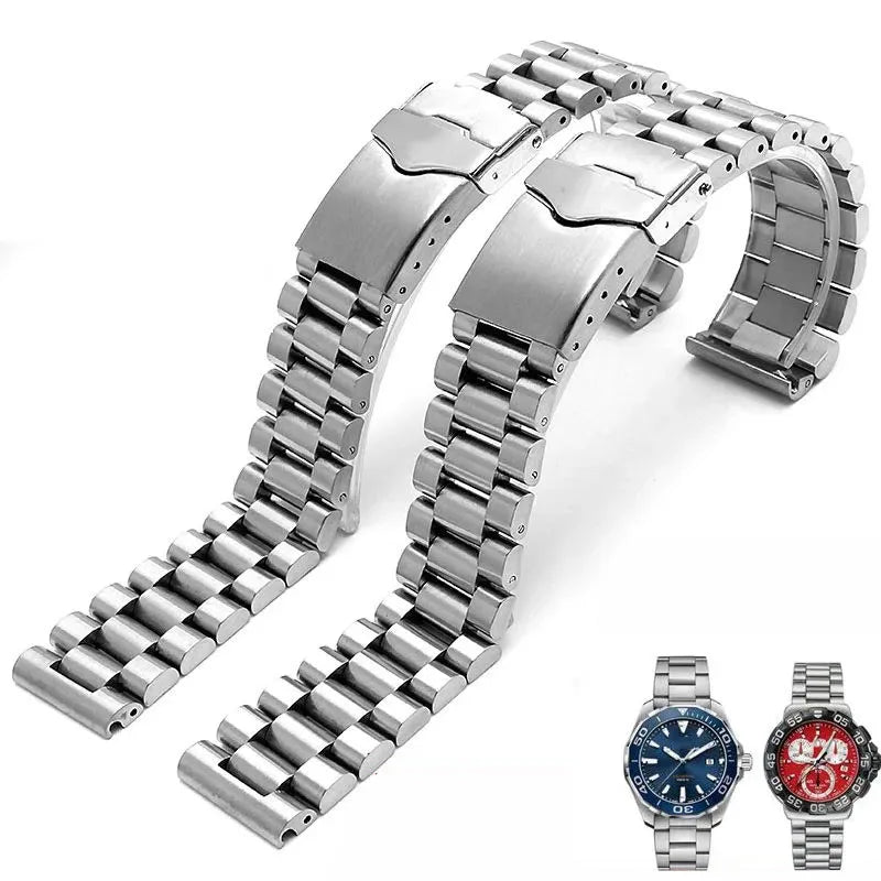 Watchband for TAG heuer watches High qualit Stainless steel male strap 20mm 22mm silver bracelet with folding buckle BAND - Sun Studio