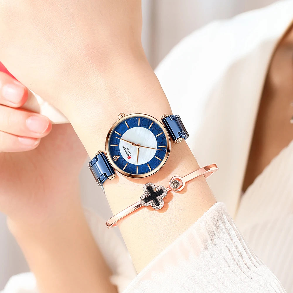 Watches Women CURREN Top Brand Fashion Thin Quartz Wristwatch with Charming Stainless Steel Bracelet часы женские наручные - Sun Studio
