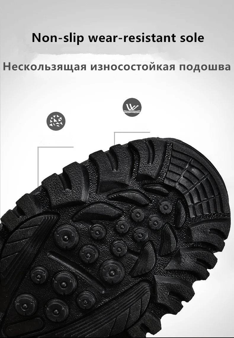 New Warm Plush Snow Boots Men Lace Up Casual High Top Men's Boots Waterproof Winter Boots Anti-Slip Ankle Boots Men's Work Boots - Sun Studio