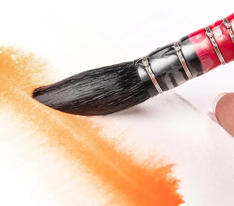 Squirrel Hair Watercolor Brush, Artist Painting Brush Red Pointed Painting Brush Children's Painting Supplies Watercolor Brush - Sun Studio